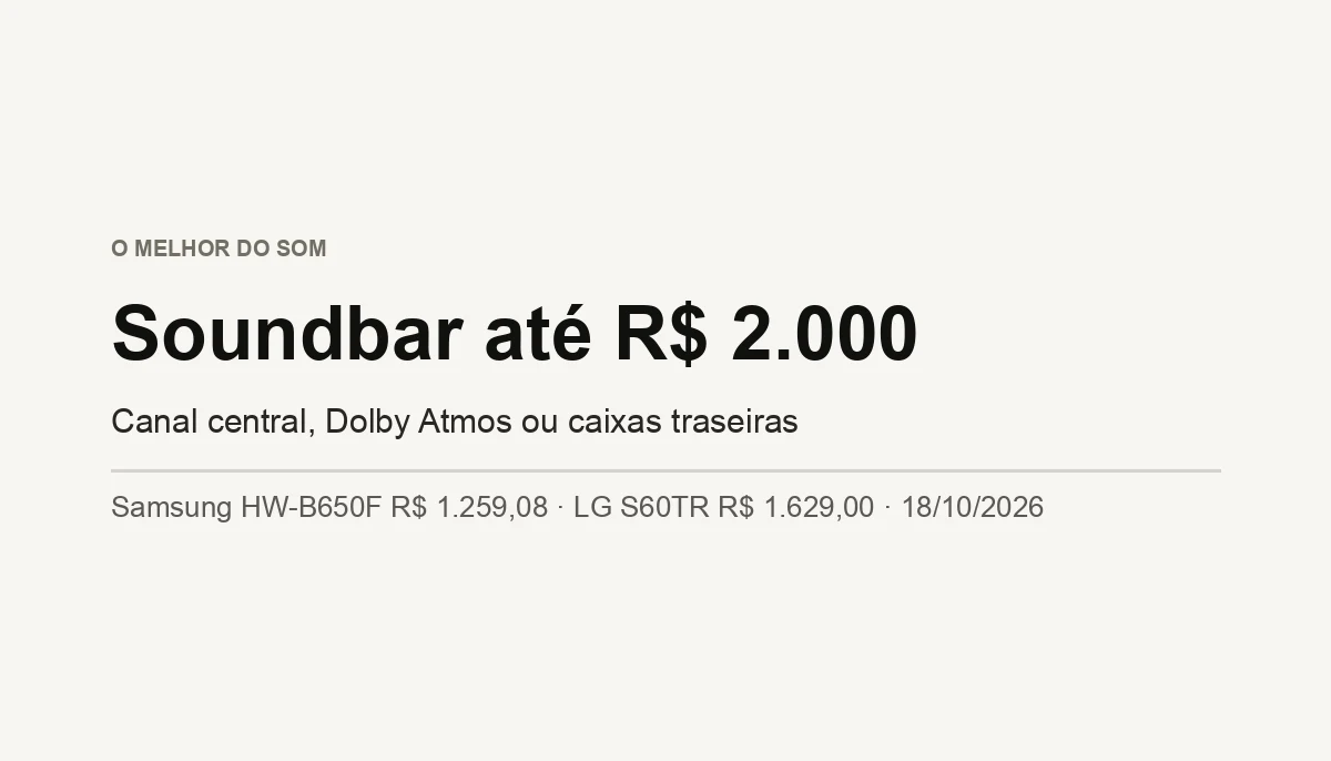 Melhor Soundbar até R$ 2.000 em 2026: 6 Opções