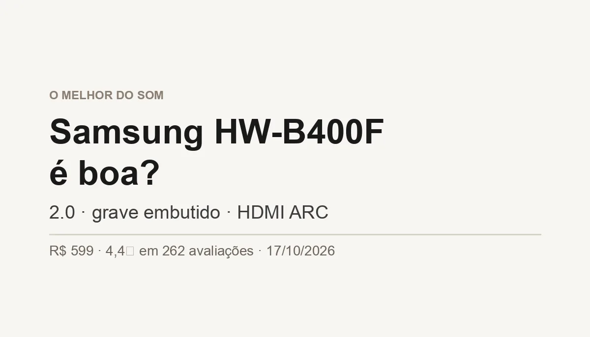 Samsung HW-B400F é Boa? Análise com 262 Avaliações (2026)