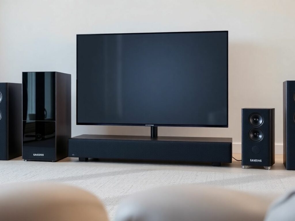 Imagem de um sistema de Home Theater Samsung.