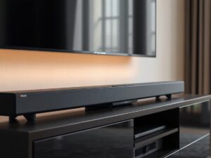 Soundbar LG SQC2 em ambiente moderno.